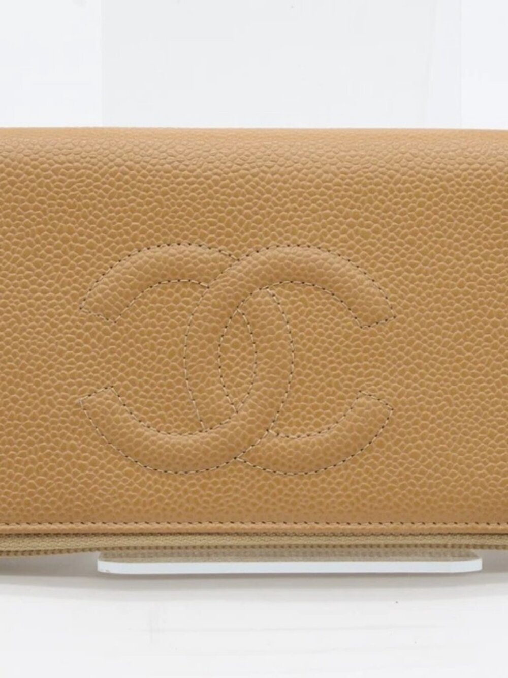 Chanel Caviar Large Timeless CC Zip Around Wallet Beige